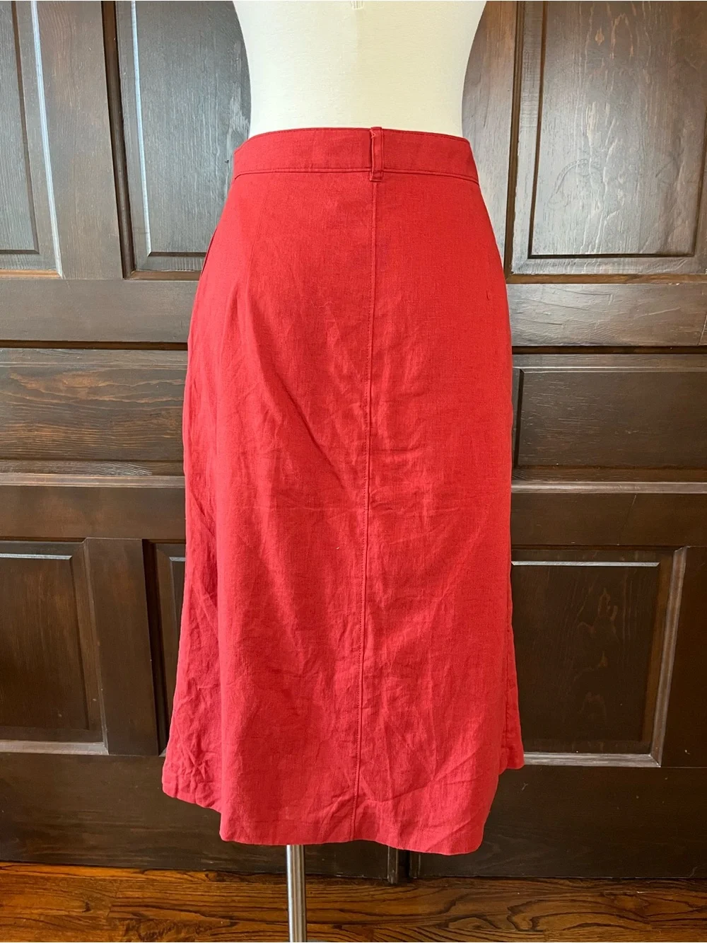 Banana Republic Embers Linen Blend Midi Skirt Pleated Pencil Rust Red Size 6